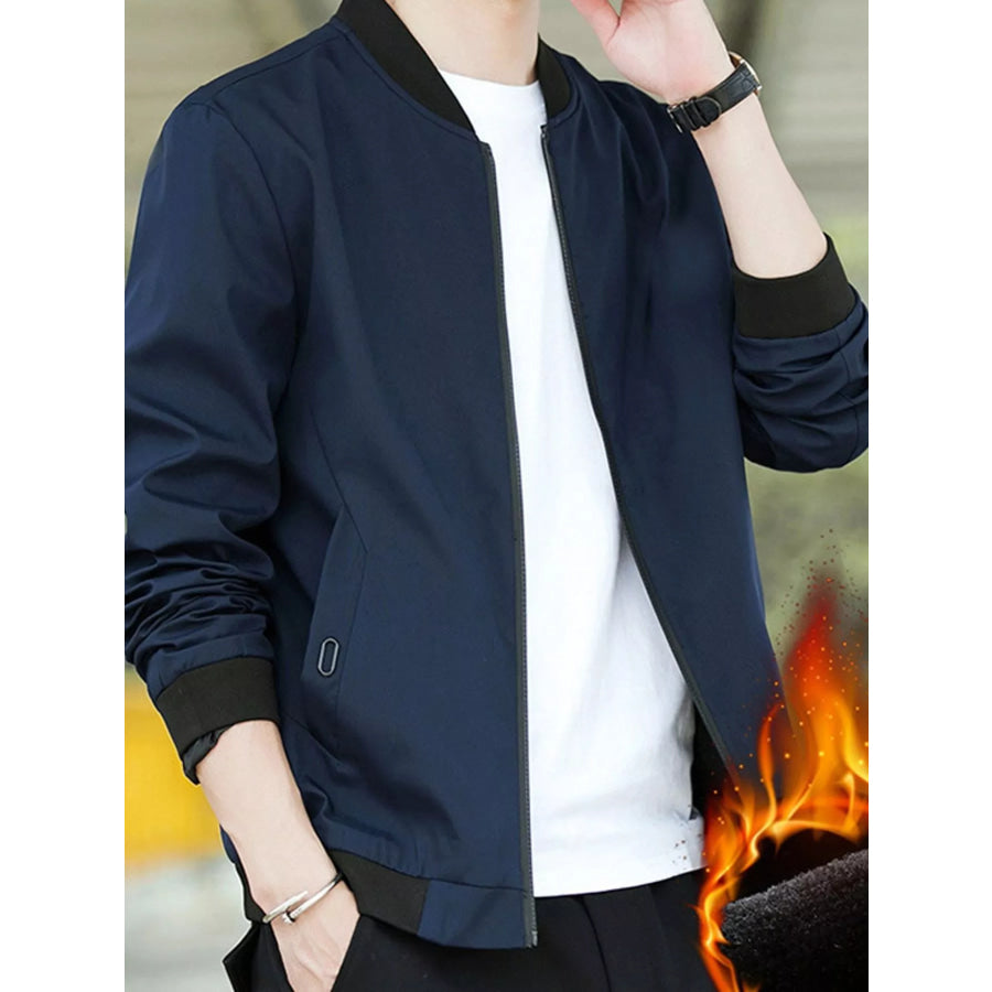 Men’s Plus Size Casual Zip Up Jacket Dark Blue-2030 Lightweight / M Apparel and Accessories