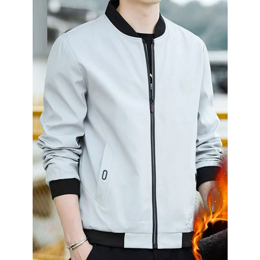Men’s Plus Size Casual Zip Up Jacket Gray-2030 Lightweight / M Apparel and Accessories
