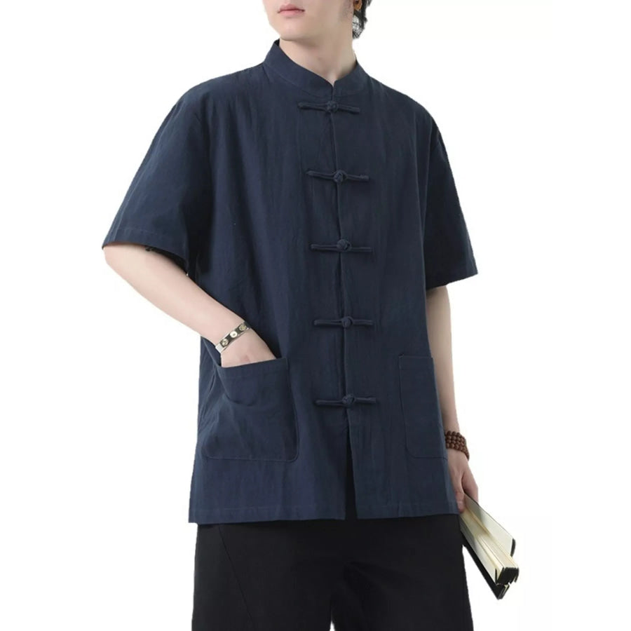 Men’s Plus Size Chinese Style Short-Sleeve Shirt Apparel and Accessories
