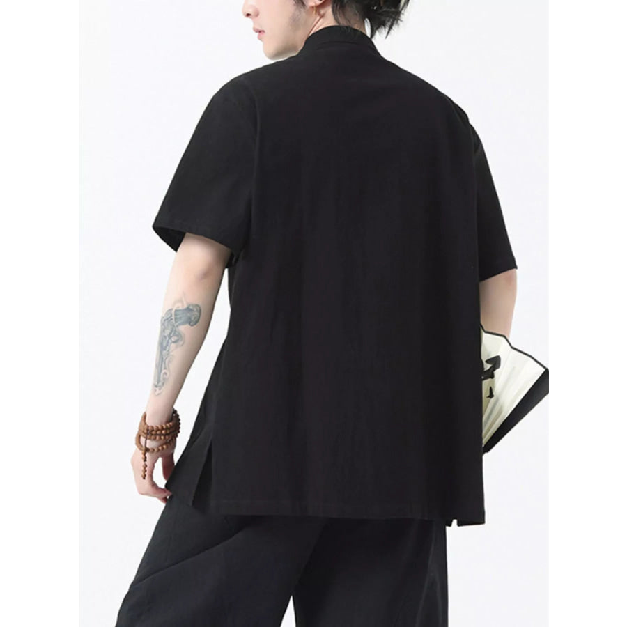 Men’s Plus Size Chinese Style Short-Sleeve Shirt Apparel and Accessories