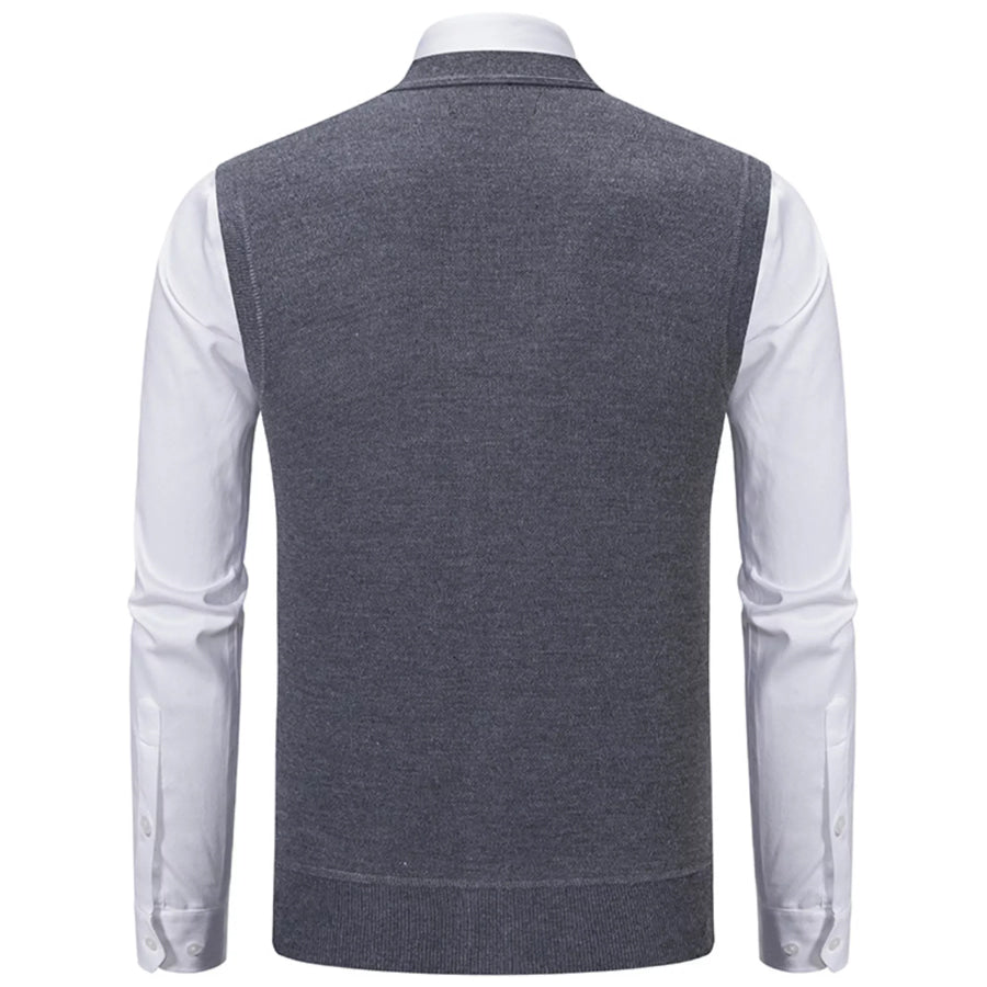 Men’s Plus Size Classic Argyle Pattern Knitted Sweater Vest Gray / L Apparel and Accessories