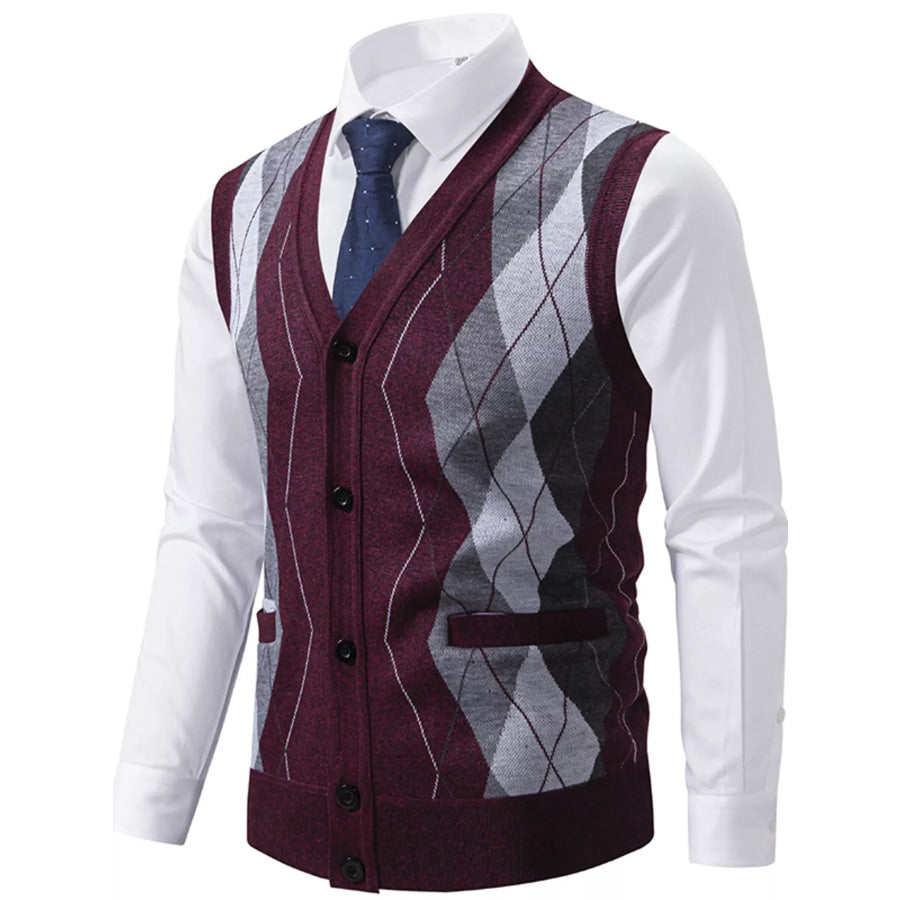 Men’s Plus Size Classic Argyle Pattern Knitted Sweater Vest Apparel and Accessories