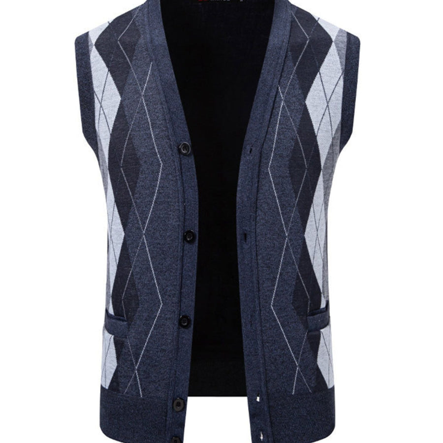 Men’s Plus Size Classic Argyle Pattern Knitted Sweater Vest Apparel and Accessories