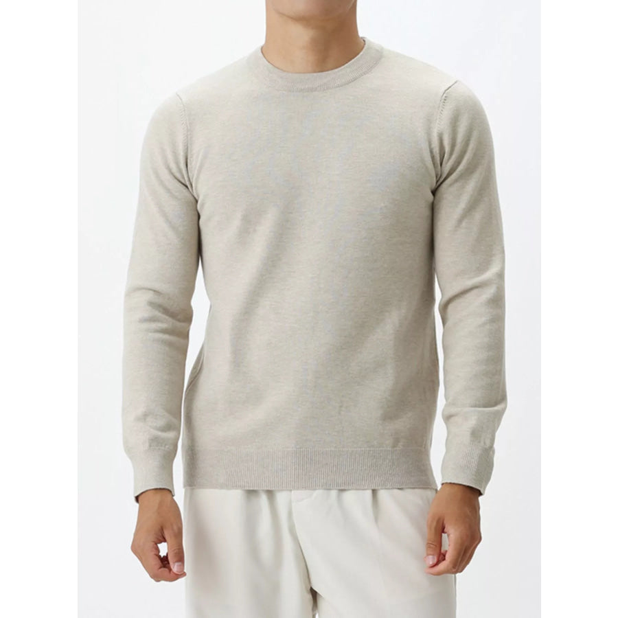 Men’s Plus Size Classic Crew Neck Sweater Apricot / M Apparel and Accessories