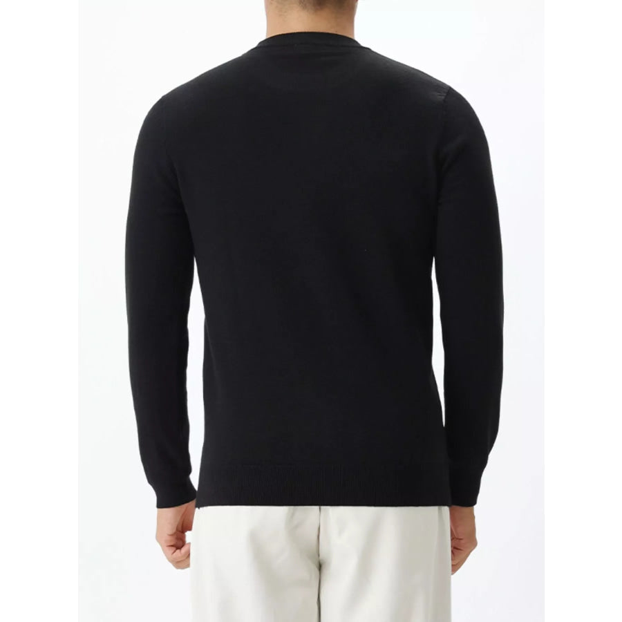 Men’s Plus Size Classic Crew Neck Sweater Black / M Apparel and Accessories