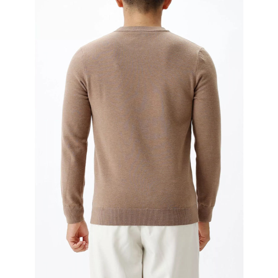 Men’s Plus Size Classic Crew Neck Sweater Brown / M Apparel and Accessories