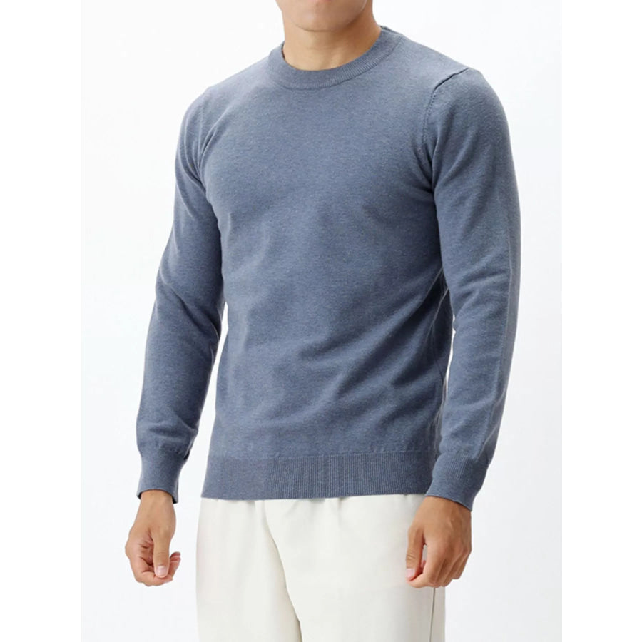 Men’s Plus Size Classic Crew Neck Sweater Dark Blue / M Apparel and Accessories