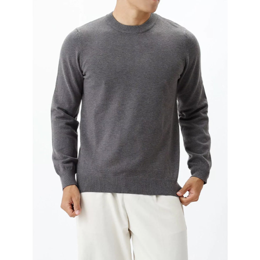 Men’s Plus Size Classic Crew Neck Sweater Dark Gray / M Apparel and Accessories