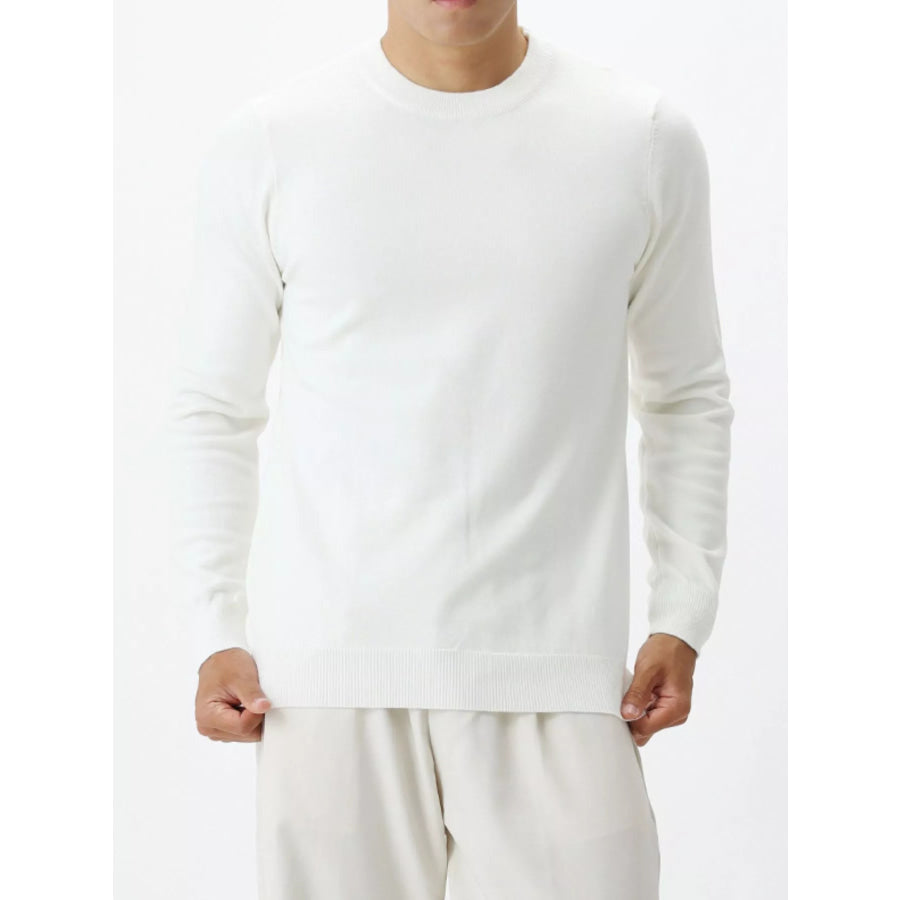 Men’s Plus Size Classic Crew Neck Sweater White / M Apparel and Accessories