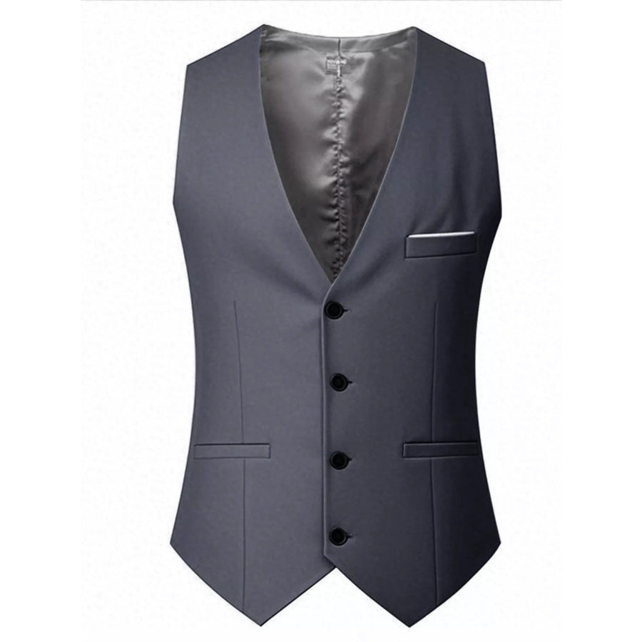 Men’s Plus Size Classic Fit Button Up Vest Grey / M Apparel and Accessories