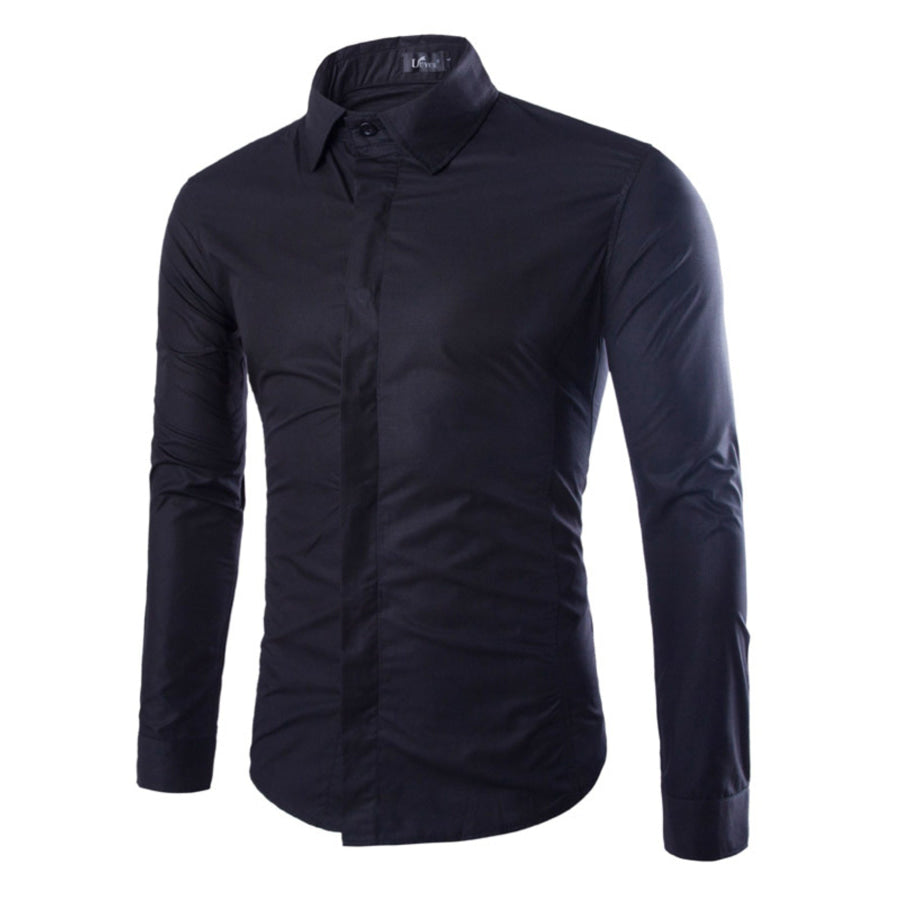Men’s Plus Size Classic Fit Long Sleeve Shirt Black / M Apparel and Accessories
