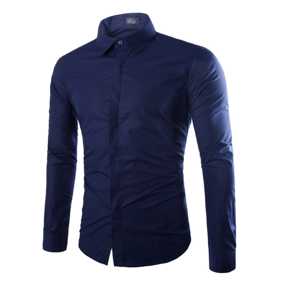 Men’s Plus Size Classic Fit Long Sleeve Shirt Navy / M Apparel and Accessories