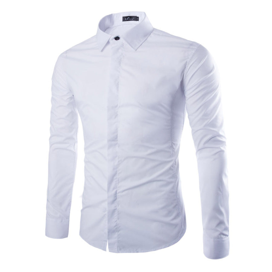 Men’s Plus Size Classic Fit Long Sleeve Shirt White / M Apparel and Accessories