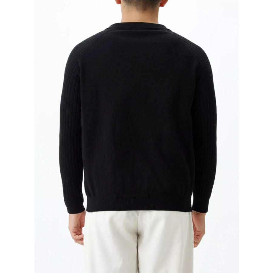 Men’s Plus Size Classic Fit Ribbed Sleeve Knit Top Apparel and Accessories