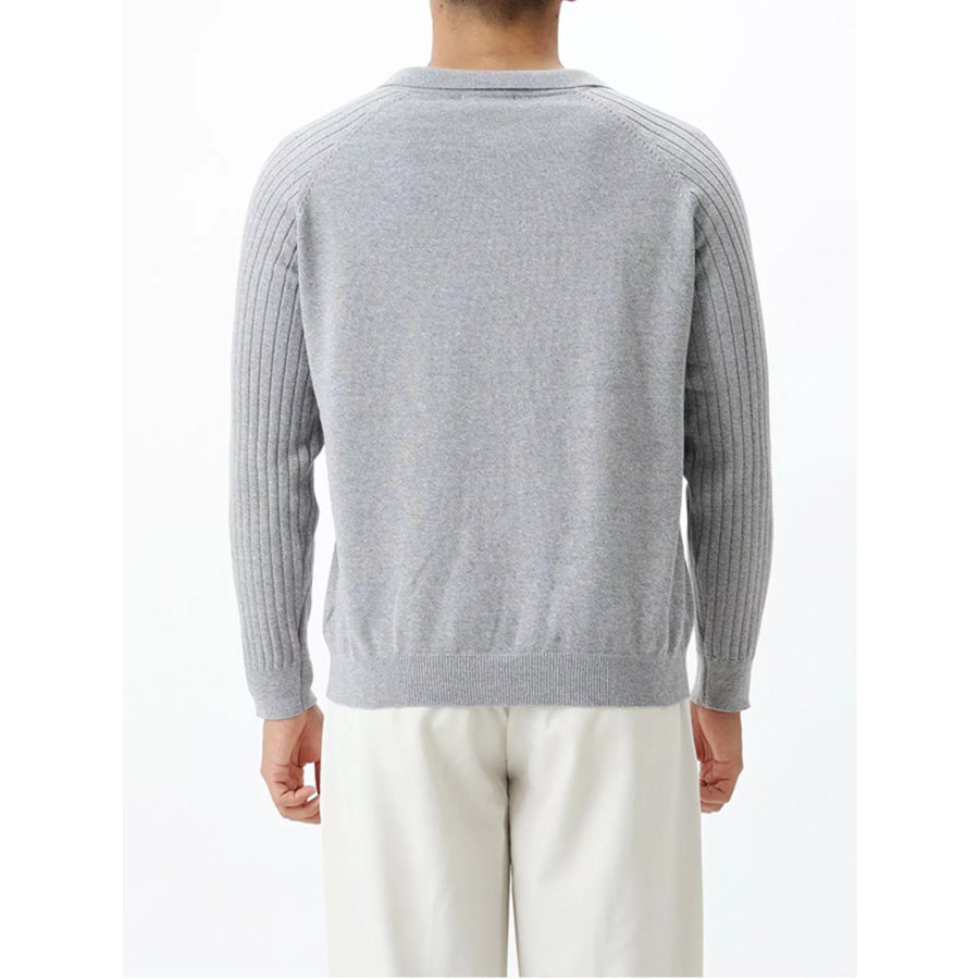 Men’s Plus Size Classic Fit Ribbed Sleeve Knit Top Apparel and Accessories