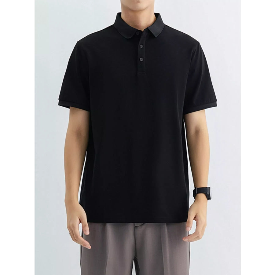 Men’s Plus Size Classic Fit Short Sleeve Polo Black / M Apparel and Accessories