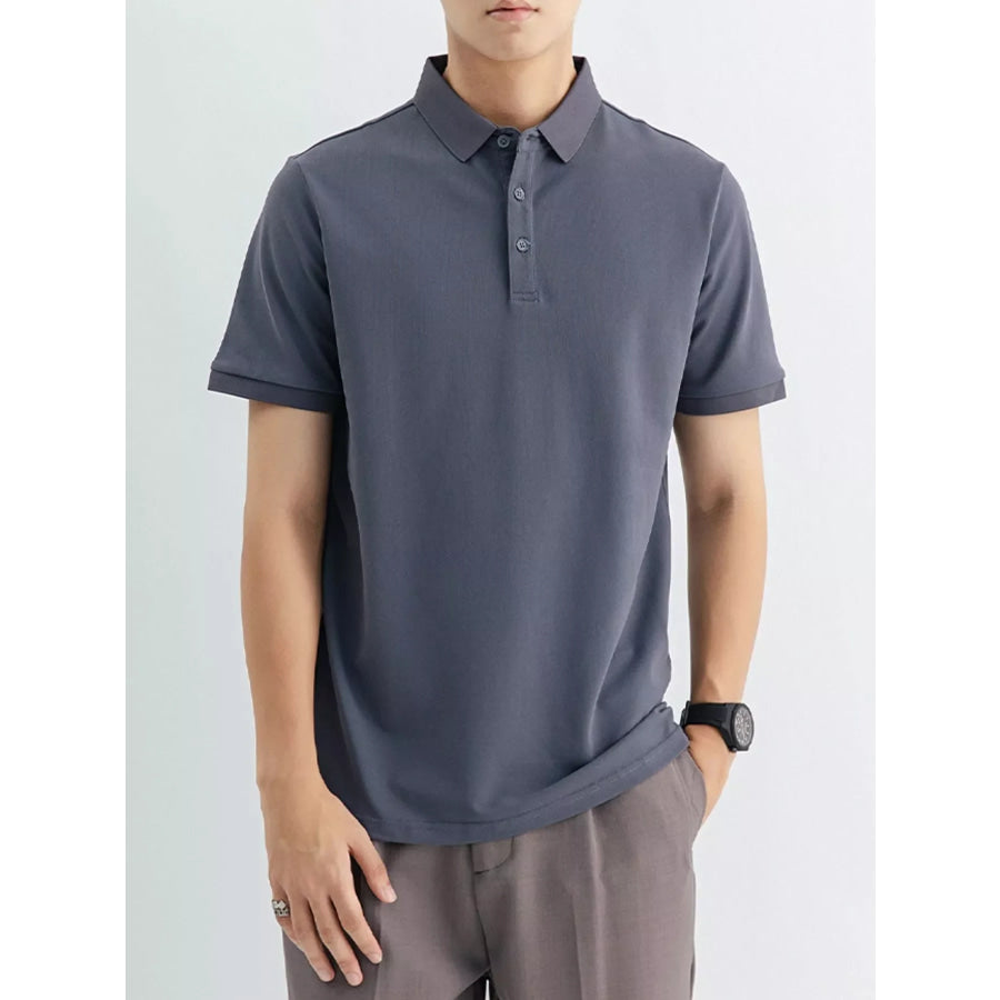 Men’s Plus Size Classic Fit Short Sleeve Polo Blue Gray / M Apparel and Accessories