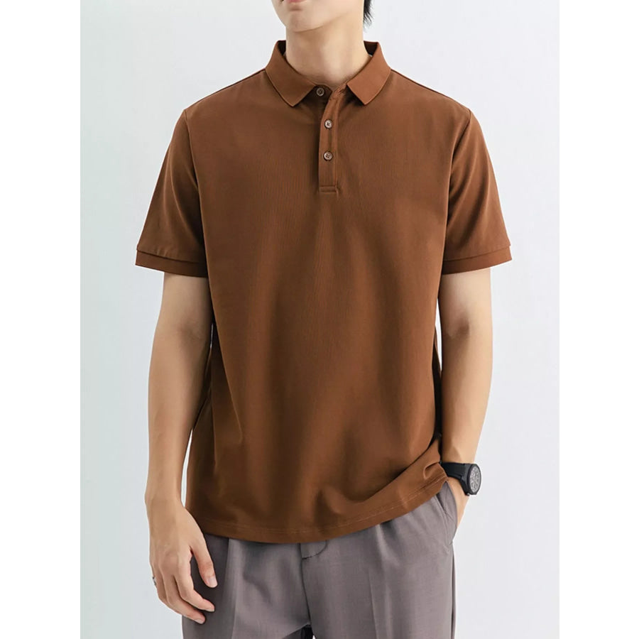 Men’s Plus Size Classic Fit Short Sleeve Polo Coffee / M Apparel and Accessories