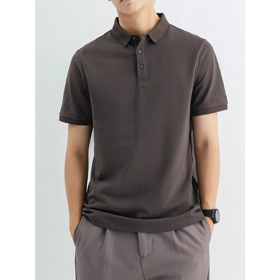 Men’s Plus Size Classic Fit Short Sleeve Polo Dark Gray / M Apparel and Accessories