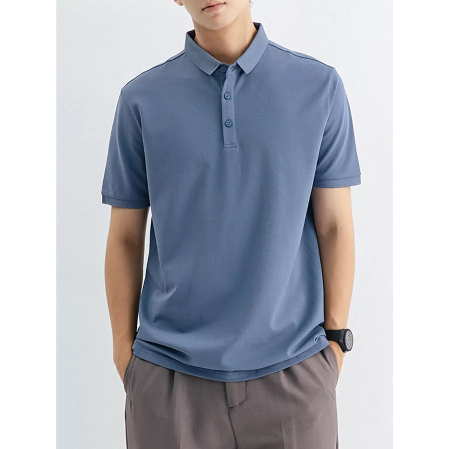 Men’s Plus Size Classic Fit Short Sleeve Polo Denim Blue / M Apparel and Accessories
