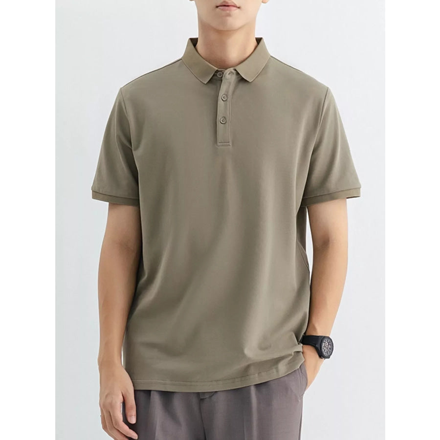 Men’s Plus Size Classic Fit Short Sleeve Polo Light Gray / M Apparel and Accessories