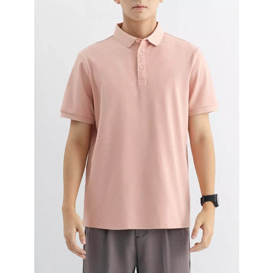 Men’s Plus Size Classic Fit Short Sleeve Polo Pink / M Apparel and Accessories