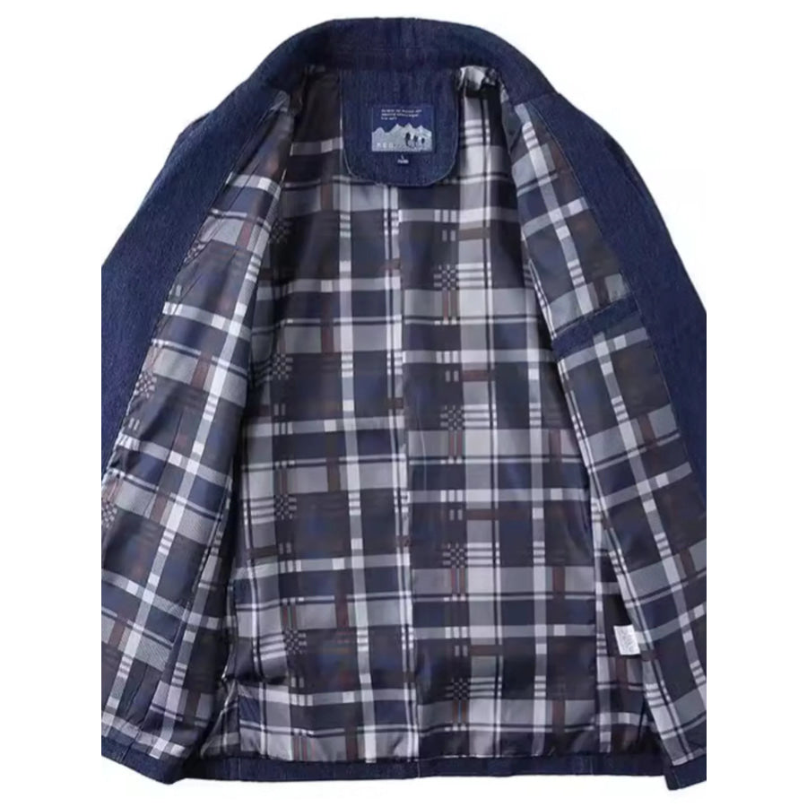 Men’s Plus Size Classic Fit Textured Denim Blazer Apparel and Accessories