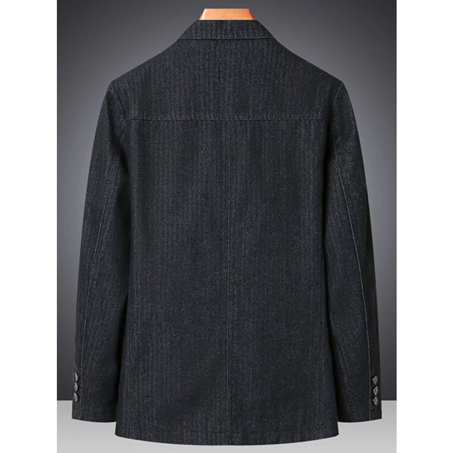 Men’s Plus Size Classic Fit Textured Denim Blazer Apparel and Accessories