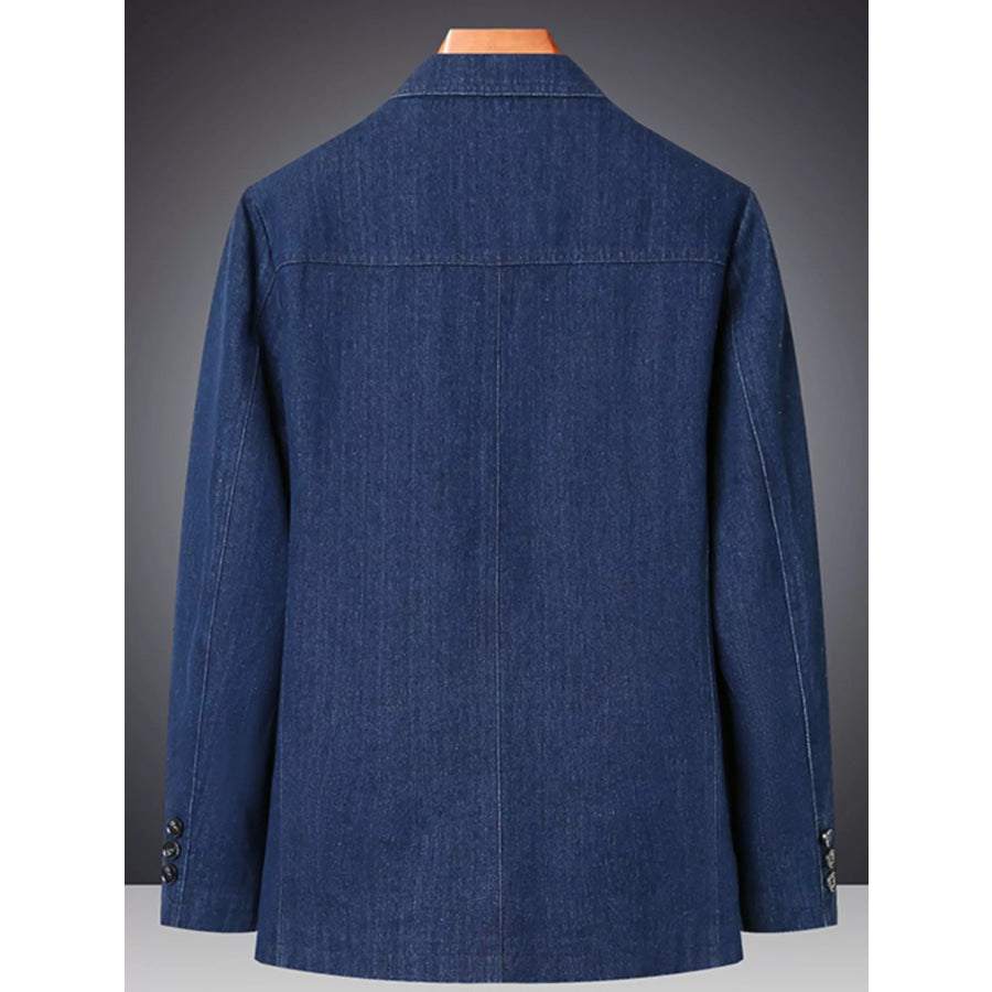 Men’s Plus Size Classic Fit Textured Denim Blazer Apparel and Accessories