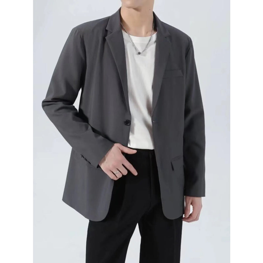 Men’s Plus Size Classic Fit Two-Button Blazer Dark Gray / M Apparel and Accessories