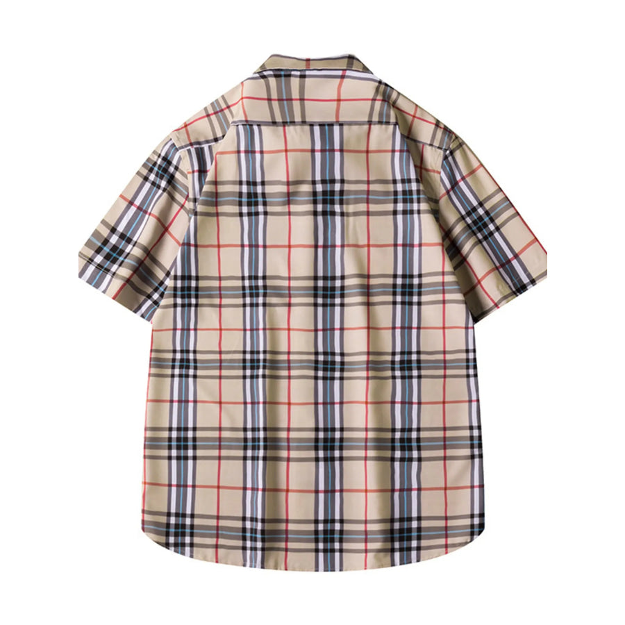 Men’s Plus Size Classic Plaid Short Sleeve Shirt Apparel and Accessories