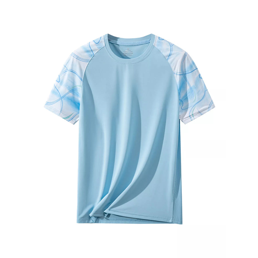 Men’s Plus Size Color Block Short Sleeve T-Shirt Light Blue / M Apparel and Accessories