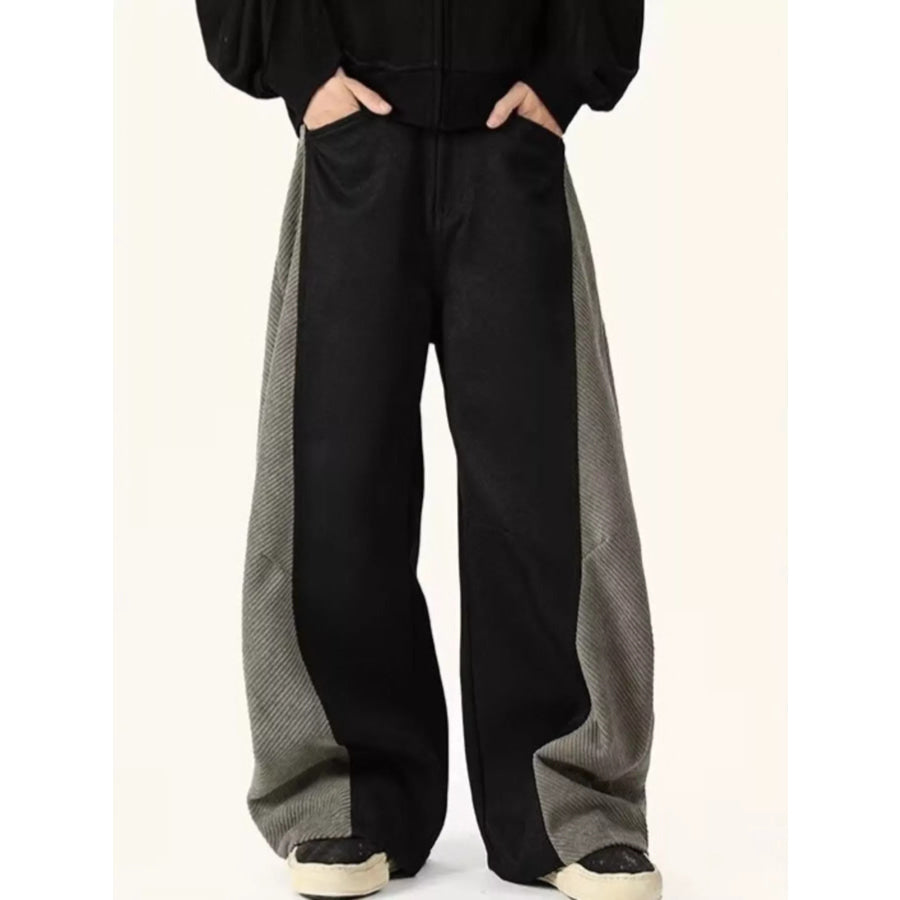 Men’s Plus Size Contrast Relaxed Fit Pants Green / M Apparel and Accessories