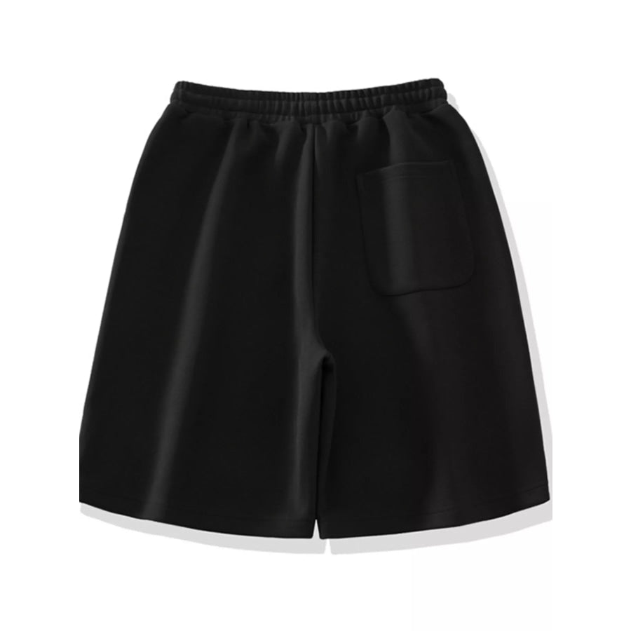 Men’s Plus Size Contrast Round Neck Top and Shorts Set Apparel and Accessories