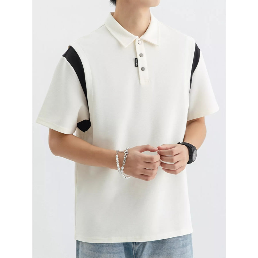 Men’s Plus Size Contrast Shoulder Casual Polo Apparel and Accessories