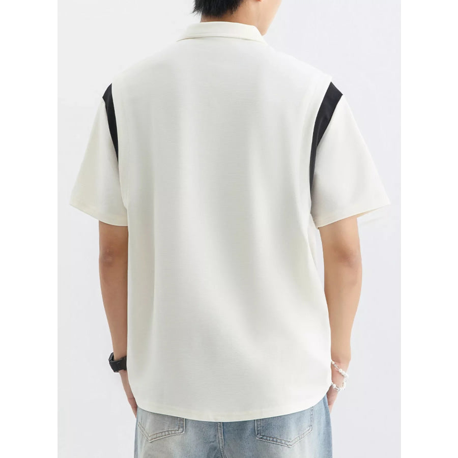 Men’s Plus Size Contrast Shoulder Casual Polo Apparel and Accessories