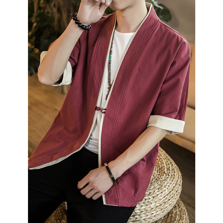 Men’s Plus Size Contrast Trim Half Sleeve Shirt Apparel and Accessories