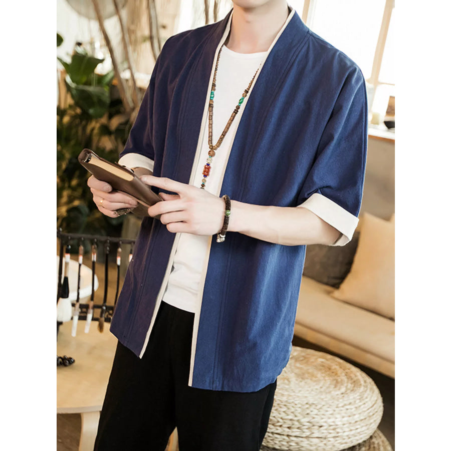 Men’s Plus Size Contrast Trim Half Sleeve Shirt Apparel and Accessories