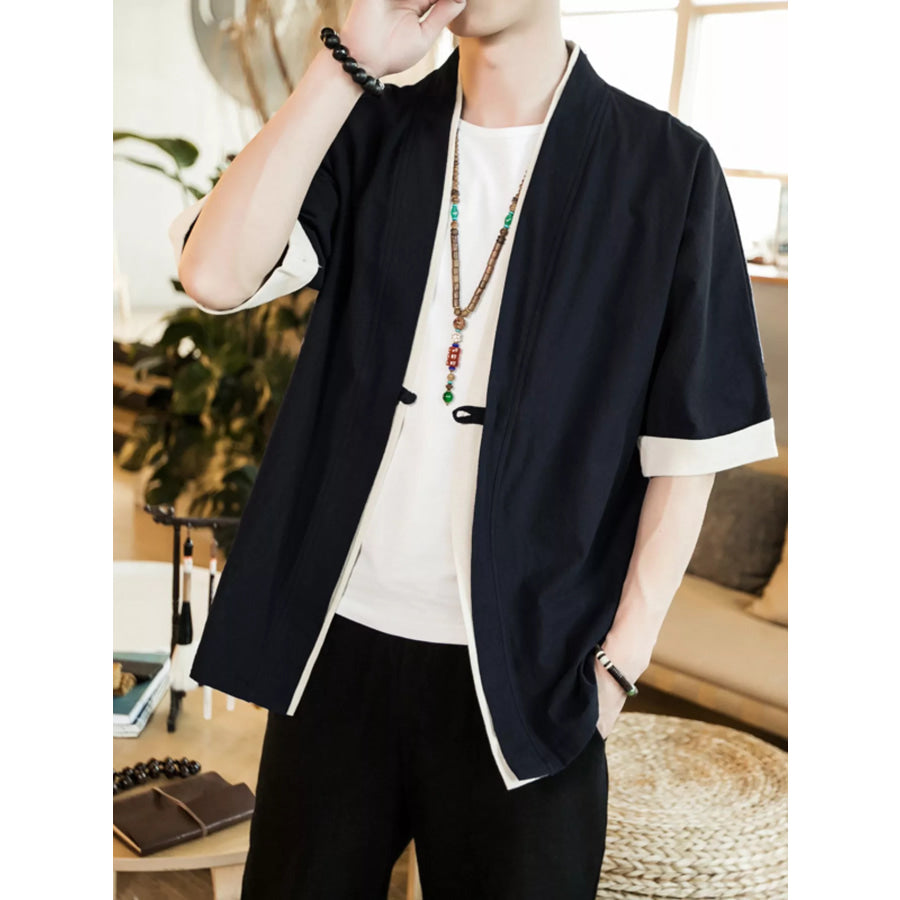 Men’s Plus Size Contrast Trim Half Sleeve Shirt Apparel and Accessories