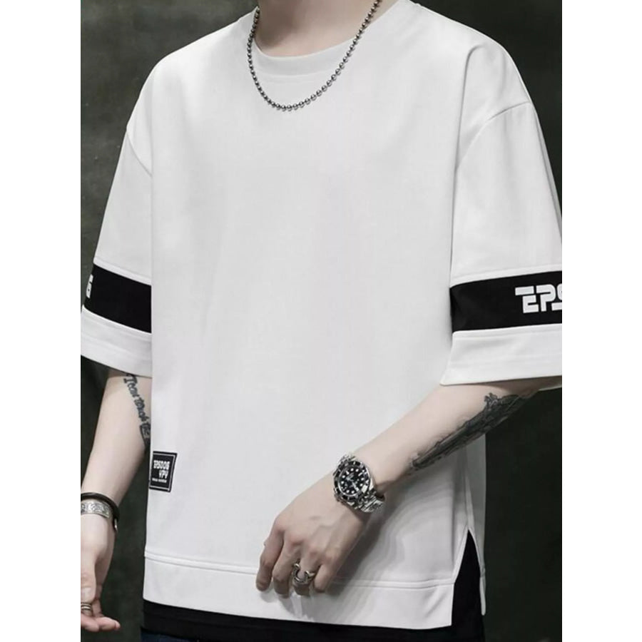 Men’s Plus Size Contrast Trim Short Sleeve T-Shirt White / M Apparel and Accessories