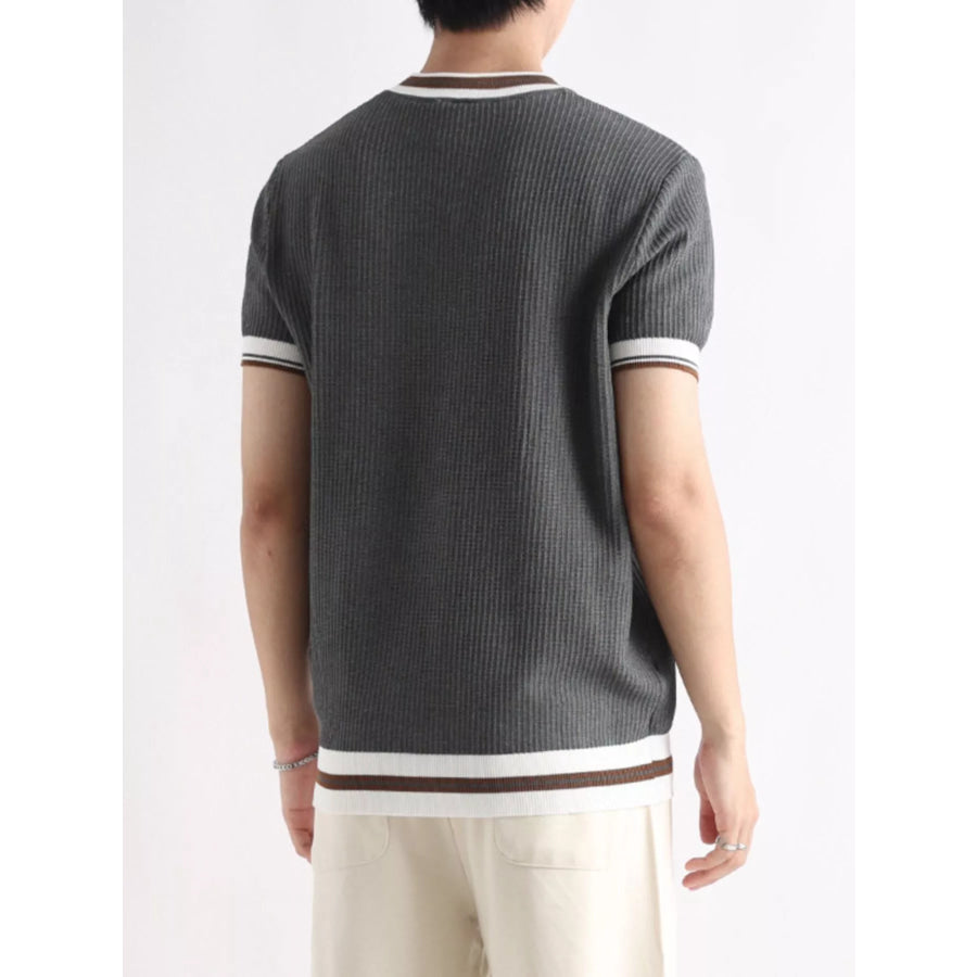 Men’s Plus Size Contrast Trim Shorts Sleeve T-Shirt Apparel and Accessories