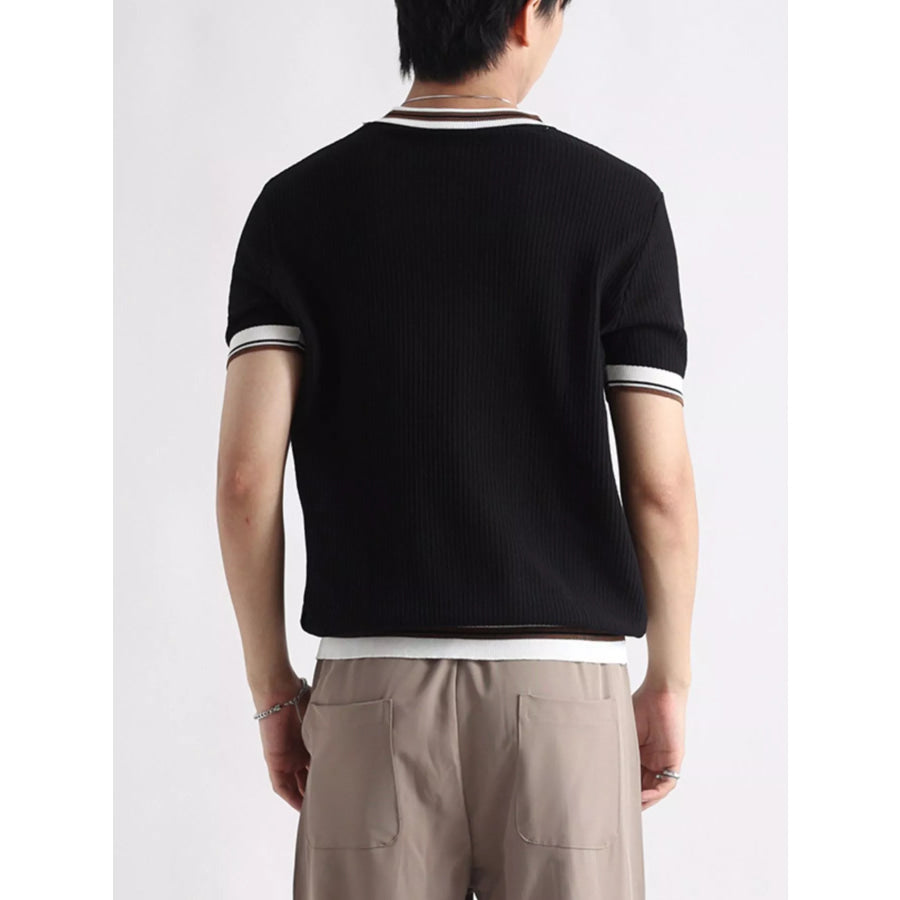 Men’s Plus Size Contrast Trim Shorts Sleeve T-Shirt Apparel and Accessories