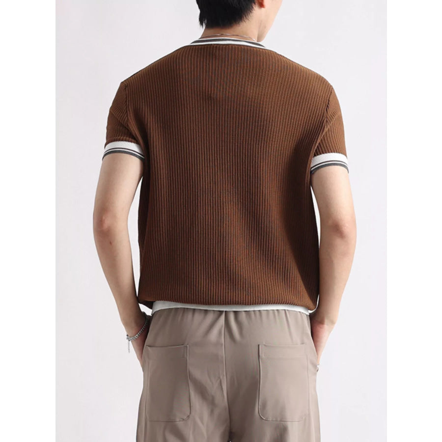 Men’s Plus Size Contrast Trim Shorts Sleeve T-Shirt Apparel and Accessories