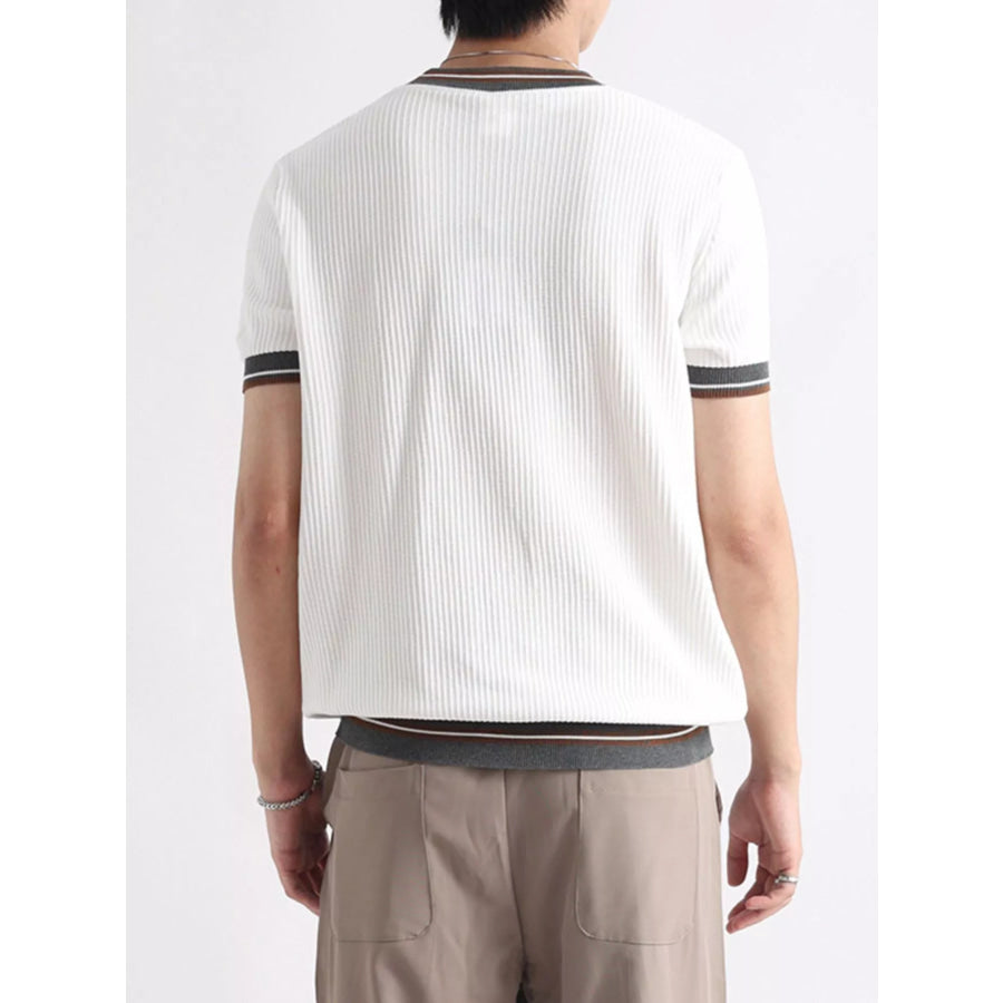 Men’s Plus Size Contrast Trim Shorts Sleeve T-Shirt Apparel and Accessories