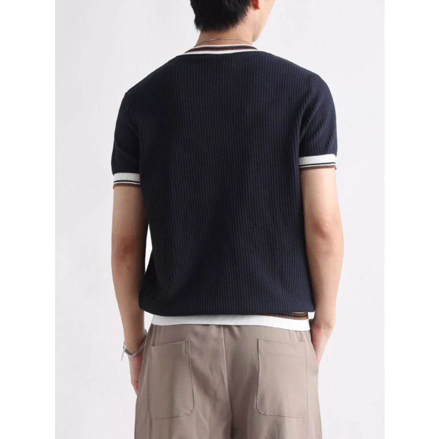 Men’s Plus Size Contrast Trim Shorts Sleeve T-Shirt Apparel and Accessories