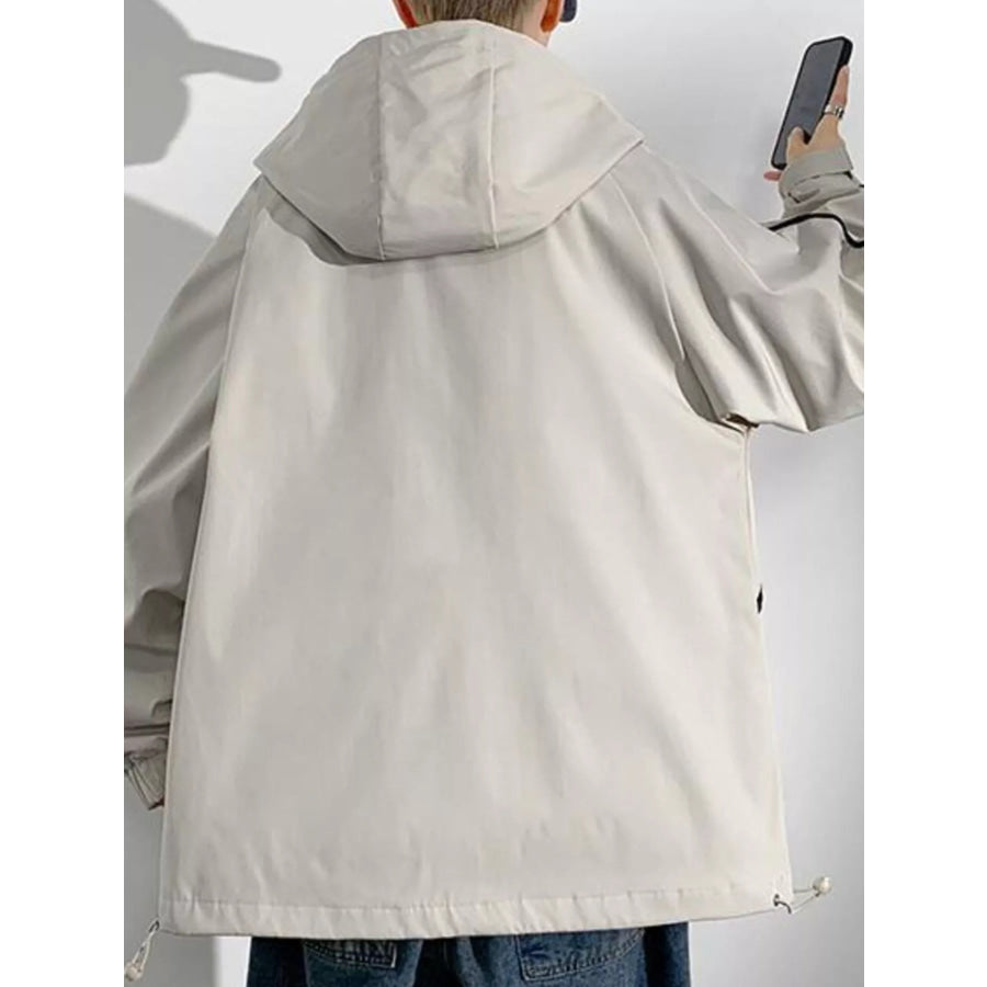 Men’s Plus Size Contrast Trim Zip Up Jacket Apparel and Accessories