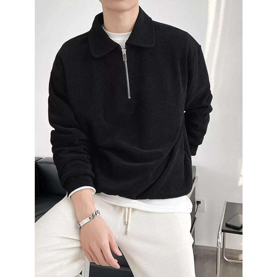 Men’s Plus Size Corduroy Half-Zip Polo Apparel and Accessories