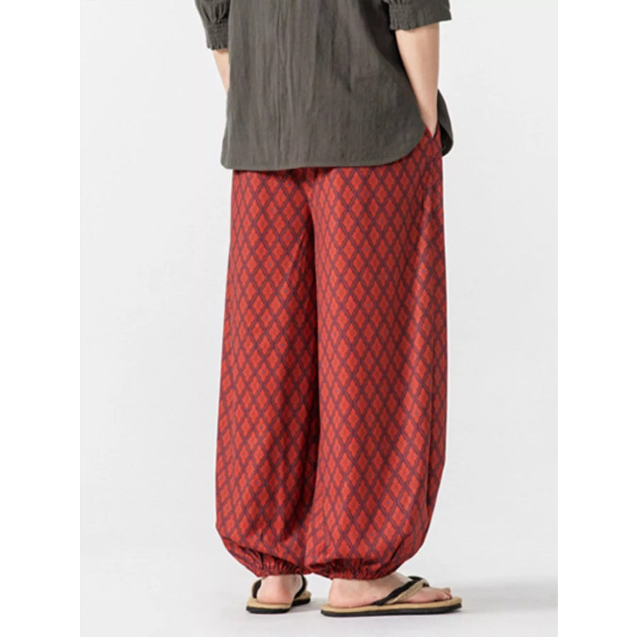 Men’s Plus Size Diamond Patterned Harem Pants Apparel and Accessories