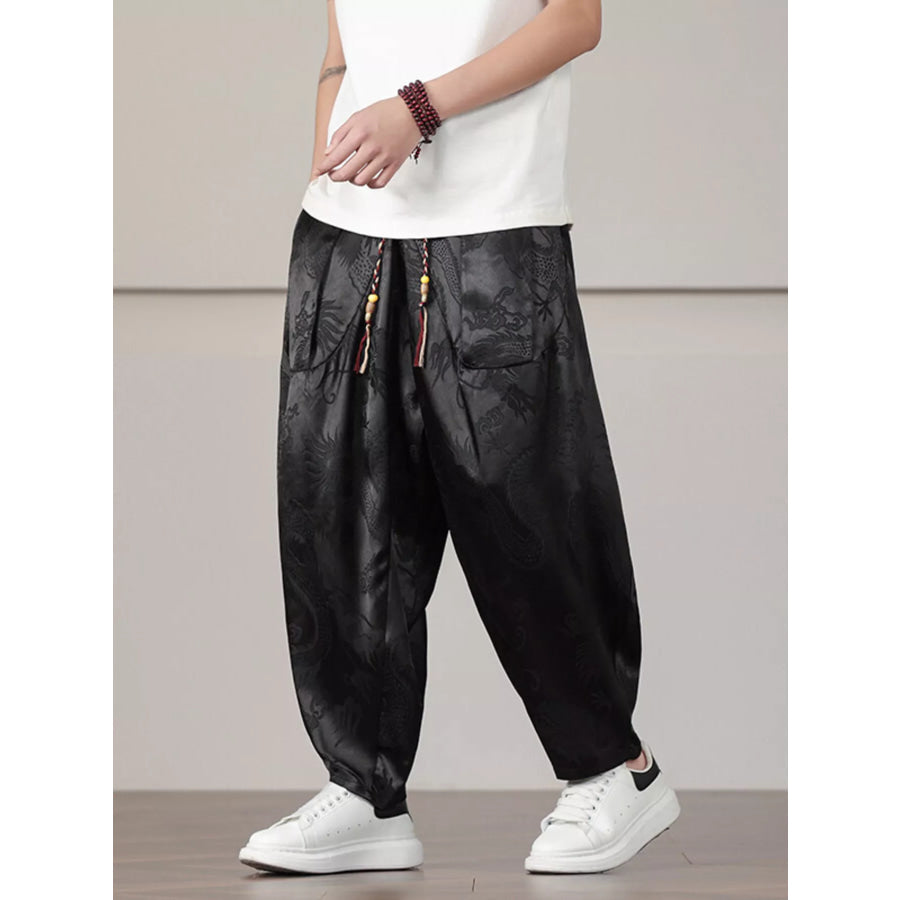 Men’s Plus Size Dragon Pattern Harem Pants Apparel and Accessories