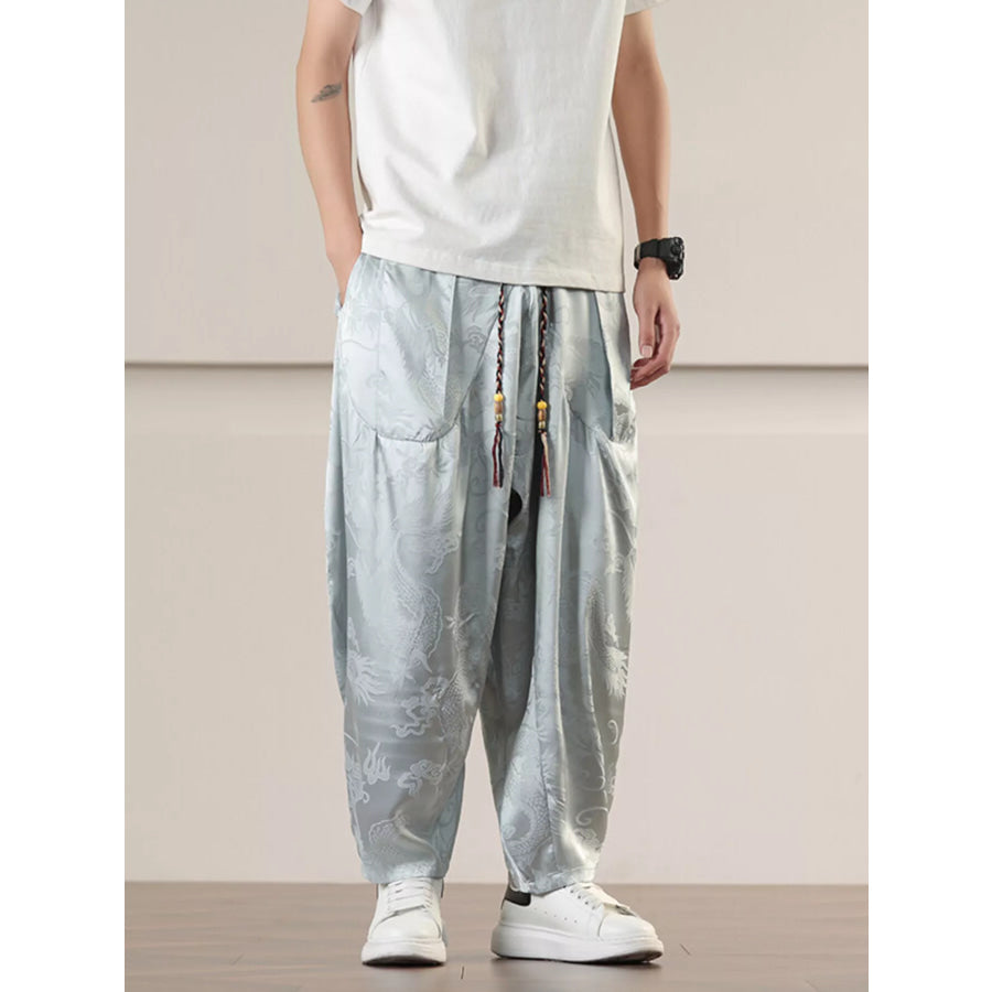 Men’s Plus Size Dragon Pattern Harem Pants Apparel and Accessories